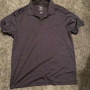 Navy & gray striped sport polo